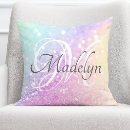 Glam Iridescent Glitter Personlig Colorful Kudde
