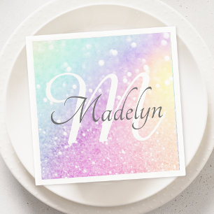 Glam Iridescent Glitter Personlig Colorful Pappersservett