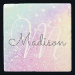 Glam Iridescent Glitter Personlig Colorful Stenunderlägg<br><div class="desc">Anpassa enkelt den här eleganten färglös bokeh glitter mönster med ditt eget namn och/eller monogram.</div>