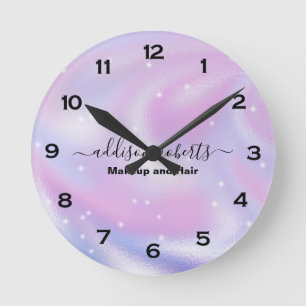 Glam Iridescent Gnistra HoloGraph Round Clock Rund Klocka
