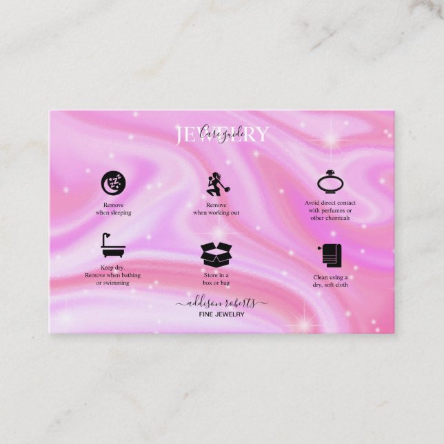 Glam Iridescent Grönt Holografik Jewelry Care Bu Visitkort (Framsida)
