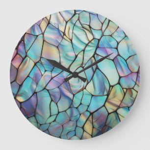 Glam Iridescent Opal Gemstone Glass Stor Klocka