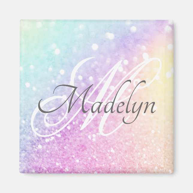 Glam iridiserande glitter Personlig färgglad Magnet (Framsidan)