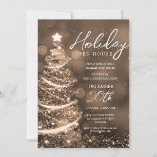 GLAM jul Helgdag Open House Party Guld Inbjudningar
