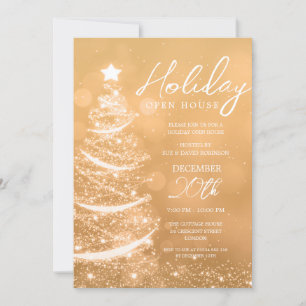 GLAM jul Helgdag Open House Party Guld Inbjudningar