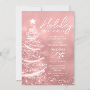 GLAM jul Helgdag Open House Party Ro Guld Inbjudningar