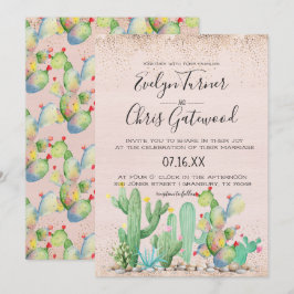 Glam kaktus fiesta bröllopsinbjudan inbjudningar