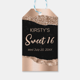 Glam Kant och diamanter, sötat ro Guld Glitter 16 Presentetikett