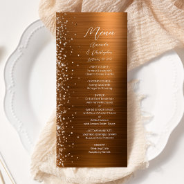 Glam Koppar Glitter Borstad Metall Bröllop Meny
