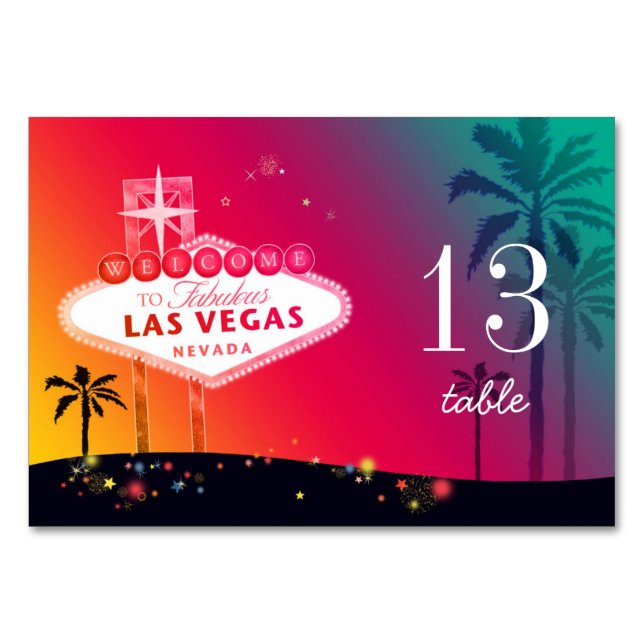 Glam Las Vegas Bröllop Bordsnummer Card (Framsidan)