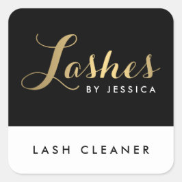 Glam Lash-skript Guld/Black Lash Cleaner Fyrkantigt Klistermärke