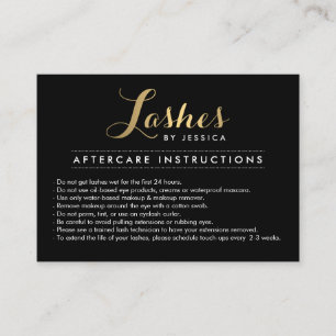 Glam Lash-skript Guld/svart efterbehandlingskort Visitkort