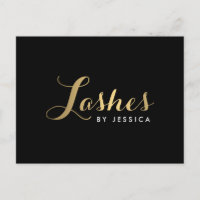 Glam Lash-skript Guld/svart vykort