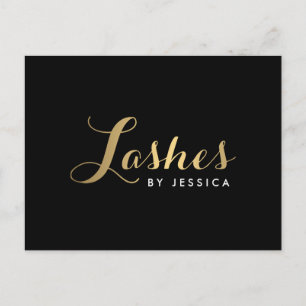 Glam Lash-skript Guld/svart vykort
