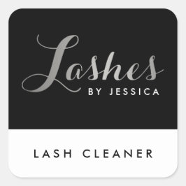 Glam Lash-skript Silver/Black Lash Cleaner Fyrkantigt Klistermärke
