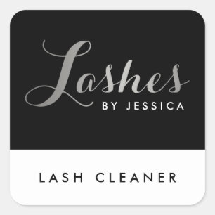 Glam Lash-skript Silver/Black Lash Cleaner Fyrkantigt Klistermärke