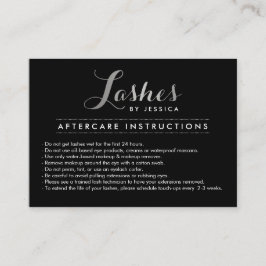 Glam Lash-skript Silver/svart efterbehandlingskort Visitkort
