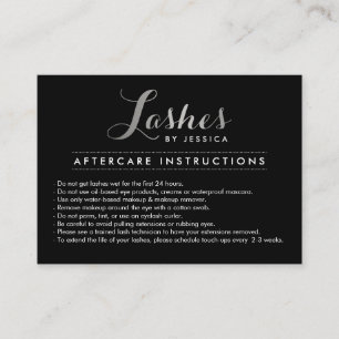 Glam Lash-skript Silver/svart efterbehandlingskort Visitkort