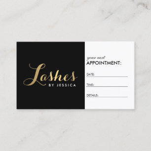 Glam Lash-skript Text Guld/svart Möte Tidsbeställning Kort