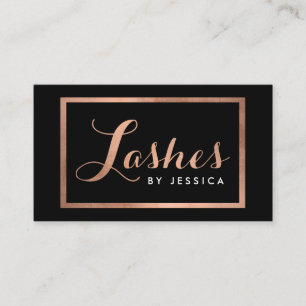 Glam Lash-skript Text Ro Guld/Svart ram Visitkort