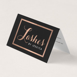 Glam Lash-skript Text Ro Guld/Svartvit eftervård Visitkort