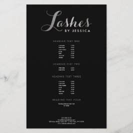 Glam Lash-skript Text Silver/Svart Flyer