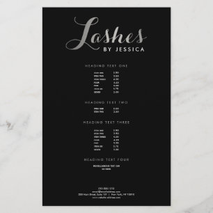 Glam Lash-skript Text Silver/Svart Flyer