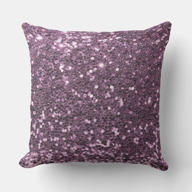 Glam Lavender Lila Faux Glitter Skriv ut Utomhuskudde (Framsida)