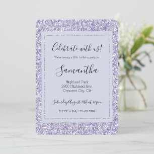 Glam Lavender Lilac Lila Glitter Inbjudningar