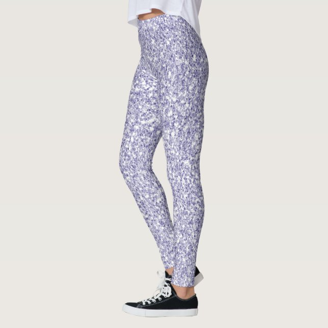 Glam Lavender Lilac Lila Glitter          Leggings (Vänster)