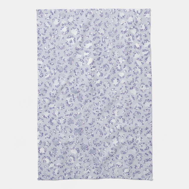 Glam Lavender Lilac Lila Leopard Print Glitter   Kökshandduk (Vertikal)