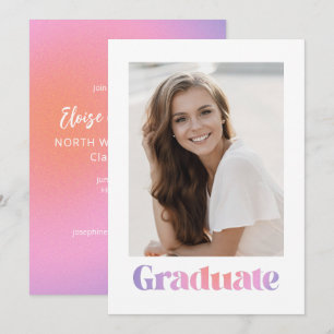Glam Lavender Rosa Gradient Photo Studentfest Inbjudningar