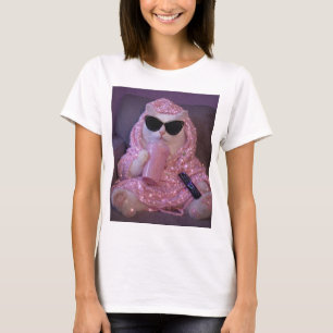 Glam Lazy Cat i solglasögon med gnistrande dryc T Shirt
