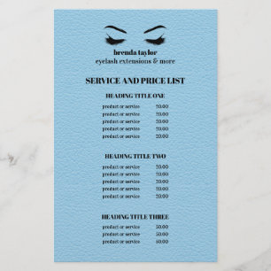 Glam LEATHER BLUE EYELASH SALON SERVICE LIST Flygblad