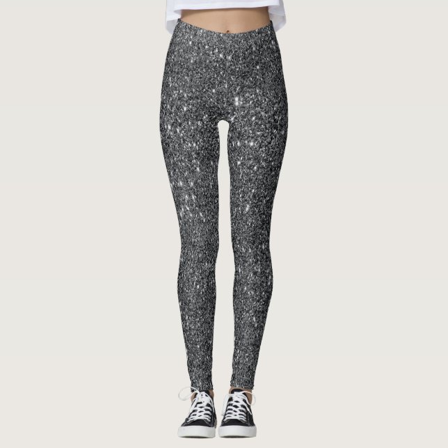 Glam Leggings för silver Black Glitter (Framsida)