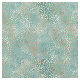 Glam Leopard för Aqua Teal Guld Tyg