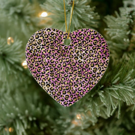 Glam Leopard för svart Rosa, Guld Julgransprydnad Keramik