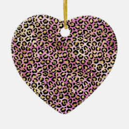Glam Leopard för svart Rosa, Guld Julgransprydnad Keramik