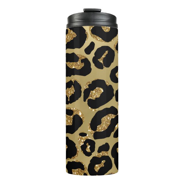 *~* Glam LEOPARD GULD Glitter Thermal Tumbler (Framsida)