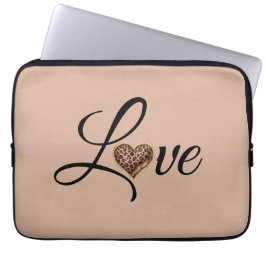 Glam Leopard Heart Love Design Laptop Fodral