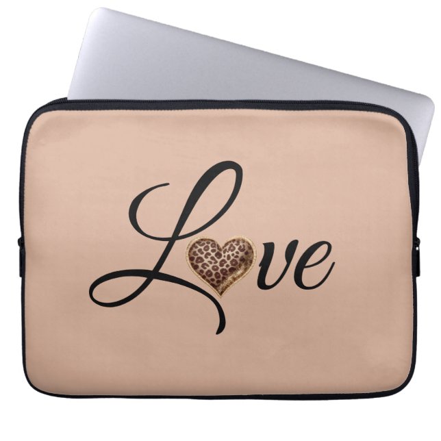 Glam Leopard Heart Love Design Laptop Fodral (Framsidan)