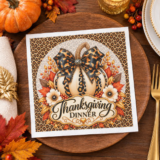 Glam Leopard Pumpa Thanksgiving Middag Pappersservett