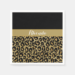 Glam Leopard Skriv ut Eleganten Glitter Birthday Pappersservett