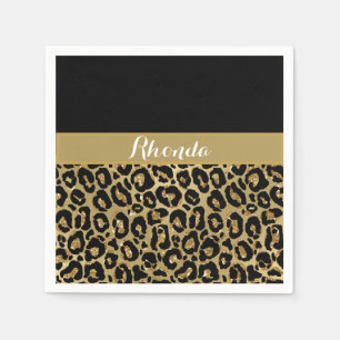 Glam Leopard Skriv ut Eleganten Glitter Birthday Pappersservett