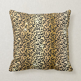 Glam Leopard Spots Print för guld & Black Glitter Kudde