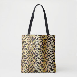 Glam Leopard Spots Print för guld & Black Glitter Tygkasse