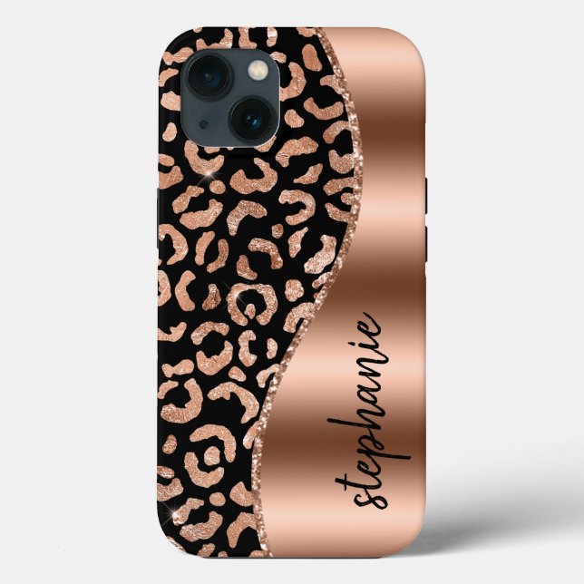 Glam Leopard Spots Ro Guld Black Metallic Namn (Baksida)