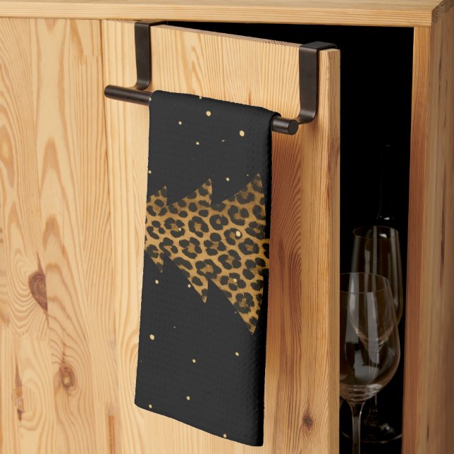 Glam Leopardsjulgran Kökshandduk (Thirds Fold)