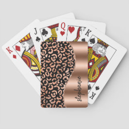 Glam Leopardsminkar Rosa Guld Svart Metallisk Namn Casinokort