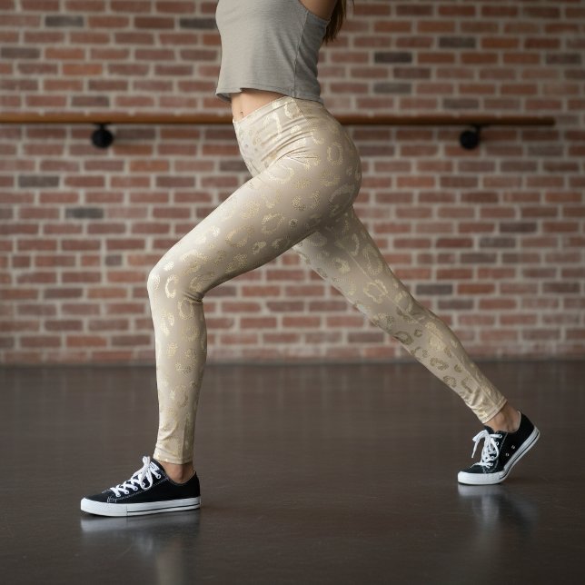 Glam Leopardsmönster Safari Guld ID1154 Leggings (Skapare uppladdad)